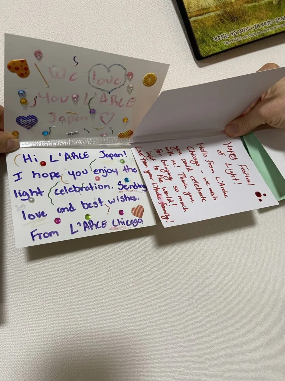 Cards in L'Arche Japan home