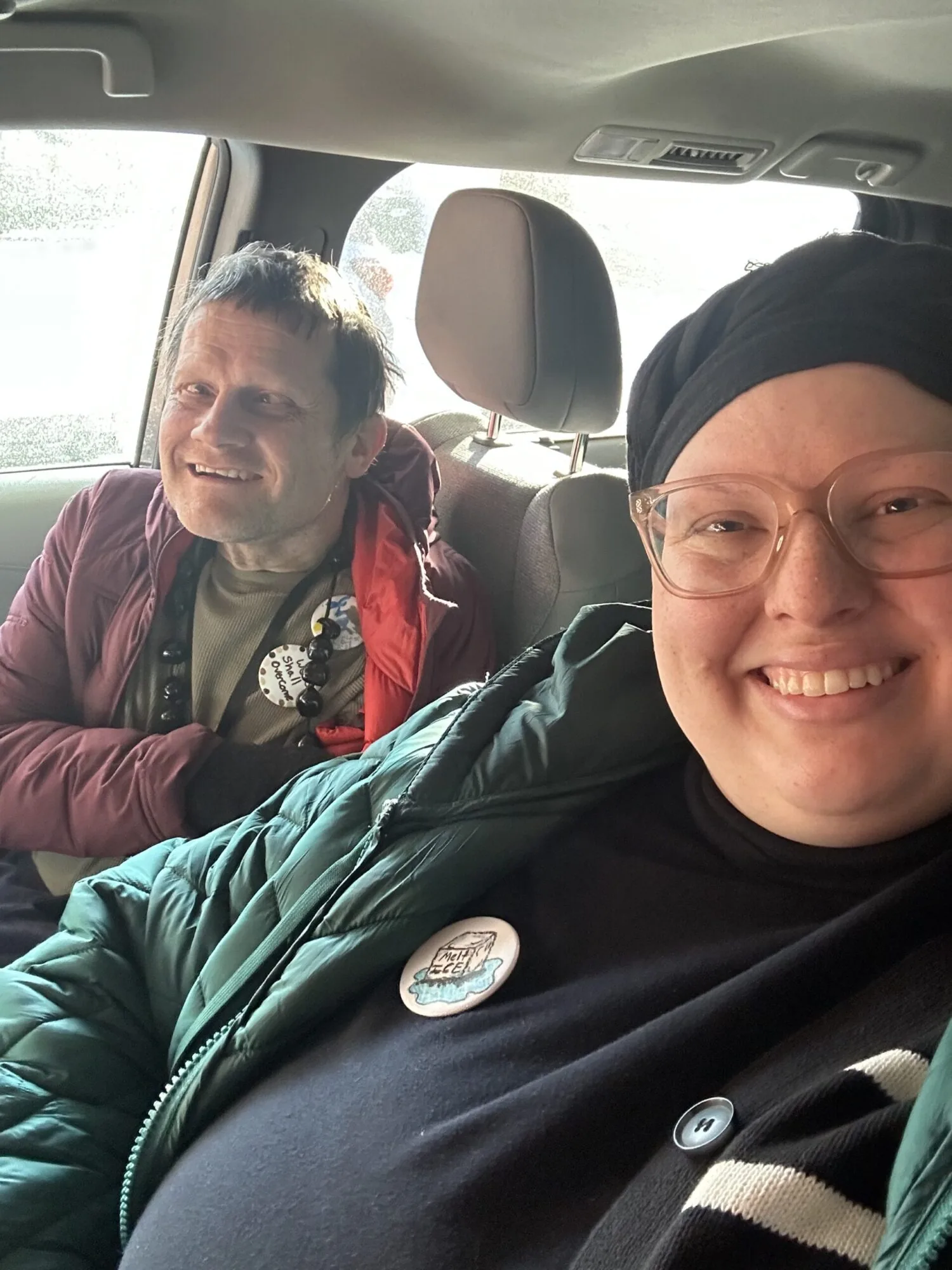 Noah and Sav in the Car